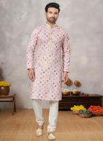 Jacquard Cream Traditional Wear Pintex Work Readymade Kurta Pajama